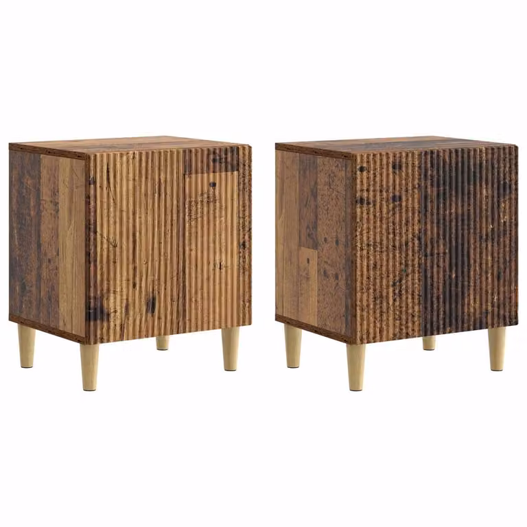 vidaXL Nachtkastje set van 2 in vintage oud hout, B/D/H: 43 x 34,5 x 50 cm