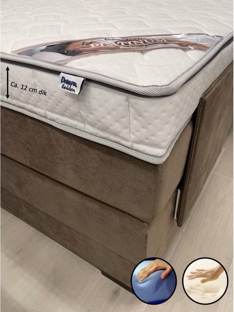 Dreambedden Platinum 2-zijdige Topper met Bamboo Hoes - HR55 Koudschuim & Nasa Traagschuim - B/D: 180 x 220 cm, Hoogte: 12 cm