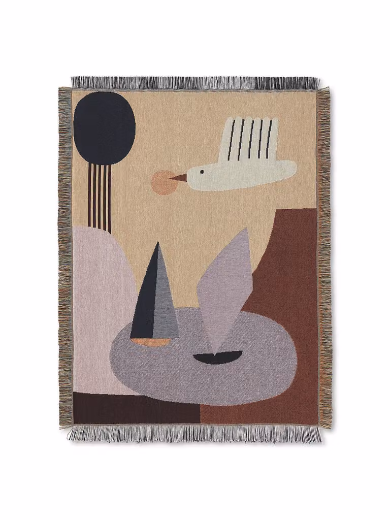 Ferm Living Bird wandkleed met vogelmotief, multicolor, 80 x 110 cm