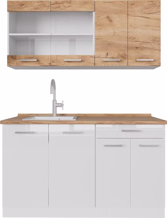 Vicco R-Line Keukenkast Model 58718, Eik goud/wit, Breedte: 140 cm