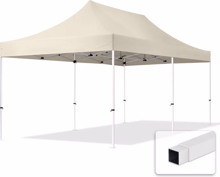 TOOLPORT Economy Partytent 3x6 m met stalen frame en polyester dakzeil, crème
