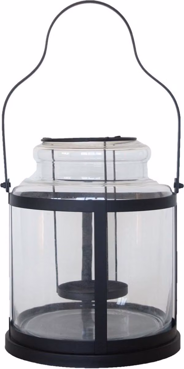 Esschert Design Windlicht voor kaarsen, Zwart, B: 25 cm, D: 14 cm, H: 28,7 cm