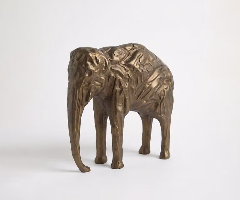 Handgemaakt aluminium beeldje Tembo Aurum Satin B: 36 cm, D: 13 cm, H: 35 cm