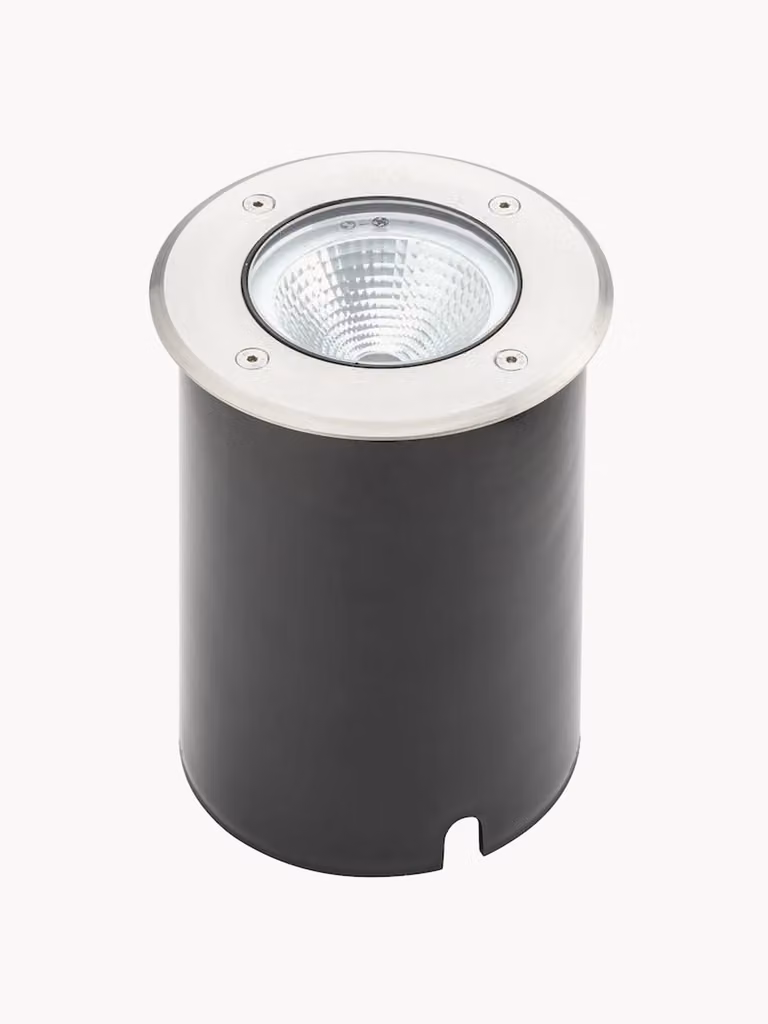 Konstsmide Pro-Line LED inbouwspot voor de tuin, rond, roestvrij staal, warm wit, dimbaar, B/D/H: 14,5 x 14,5 x 14,5 cm