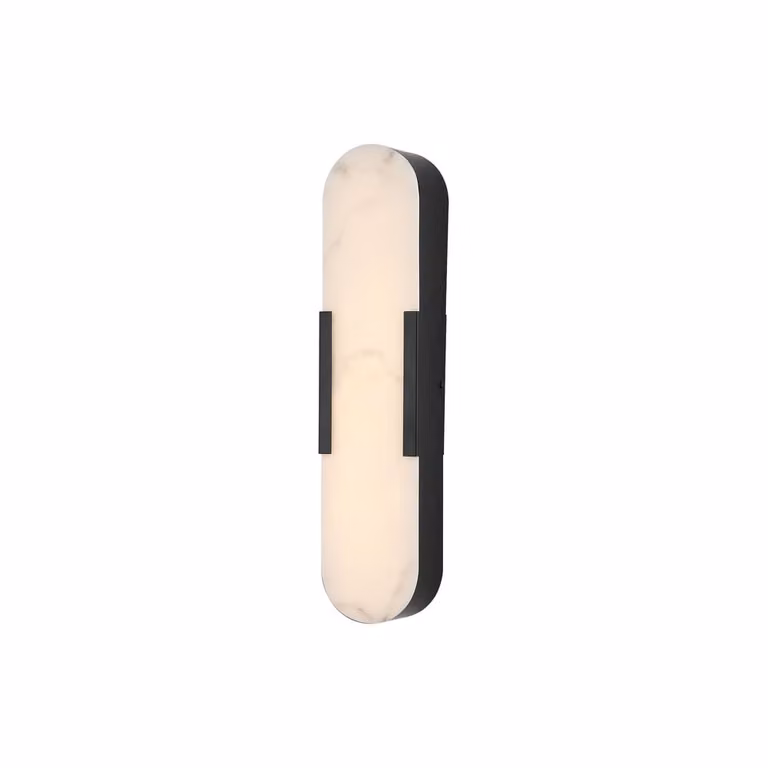 Searchlight Wandlamp Opaline zwart met glas Hoogte: 50 cm