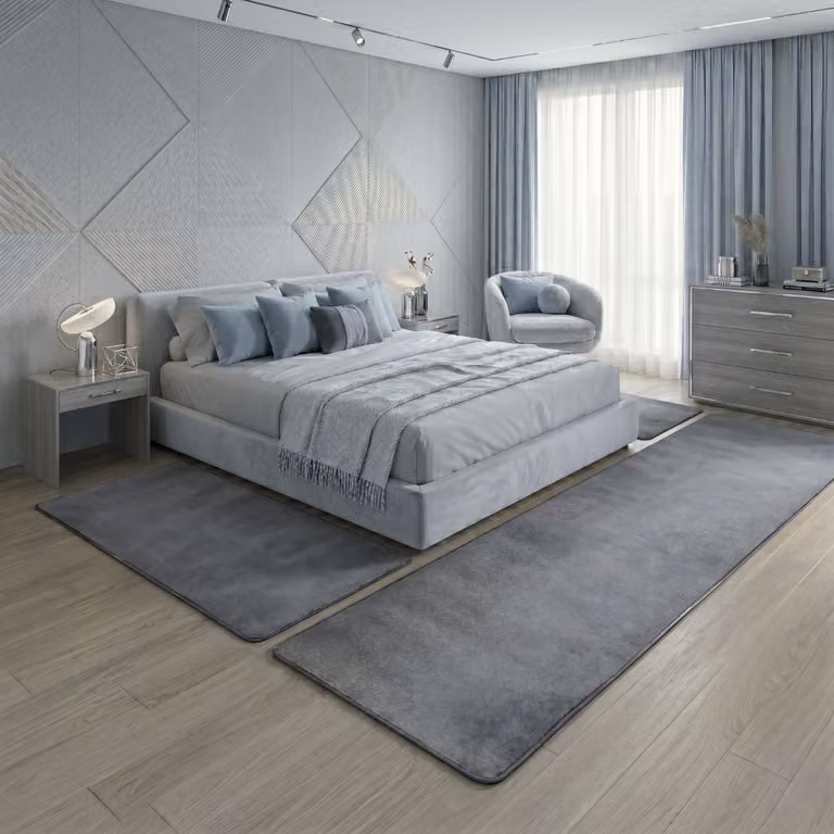 FLOORDIREKT Slaapkamer vloerkleed Sundae Set - Zilver - 1 Loper 67 x 250 cm en 2 Lopers 67 x 140 cm