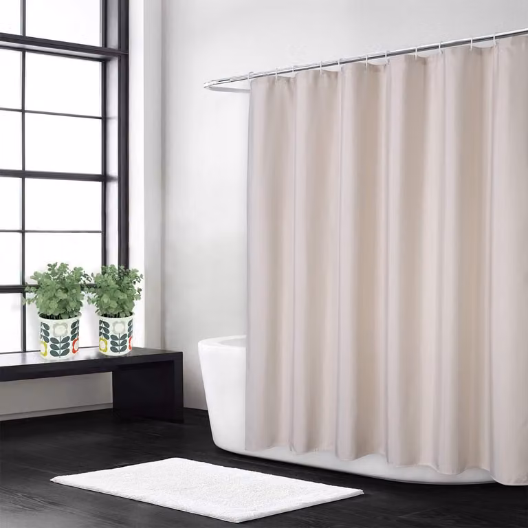Luxe linnen douchegordijn in ivoor, zwaar 240 g/m², inclusief haken, B: 180 cm, H: 210 cm