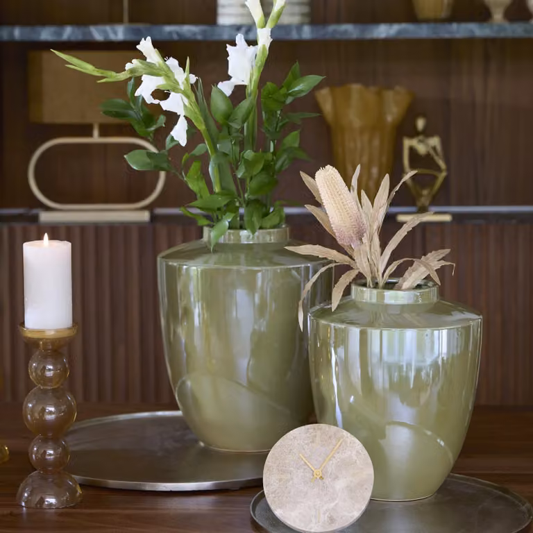 Light en Living Vaas Talea Keramiek Olie Lichtgroen B: 30 cm, H: 32 cm