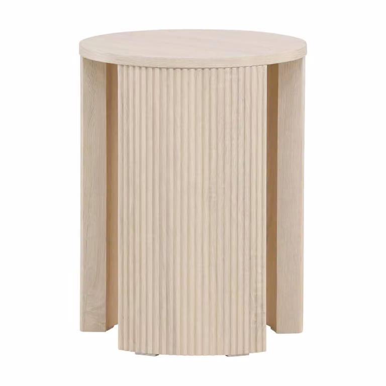 Nest of Nora Bijzettafel rond - Witwash - B: 40 cm, H: 52 cm