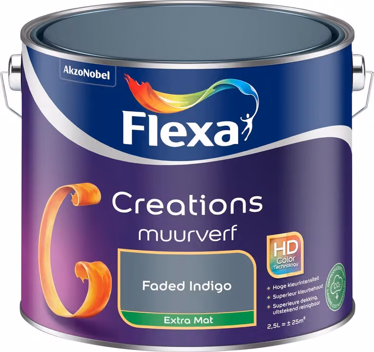 Flexa Creations Muurverf Extra Mat - Faded Indigo - 2,5 L