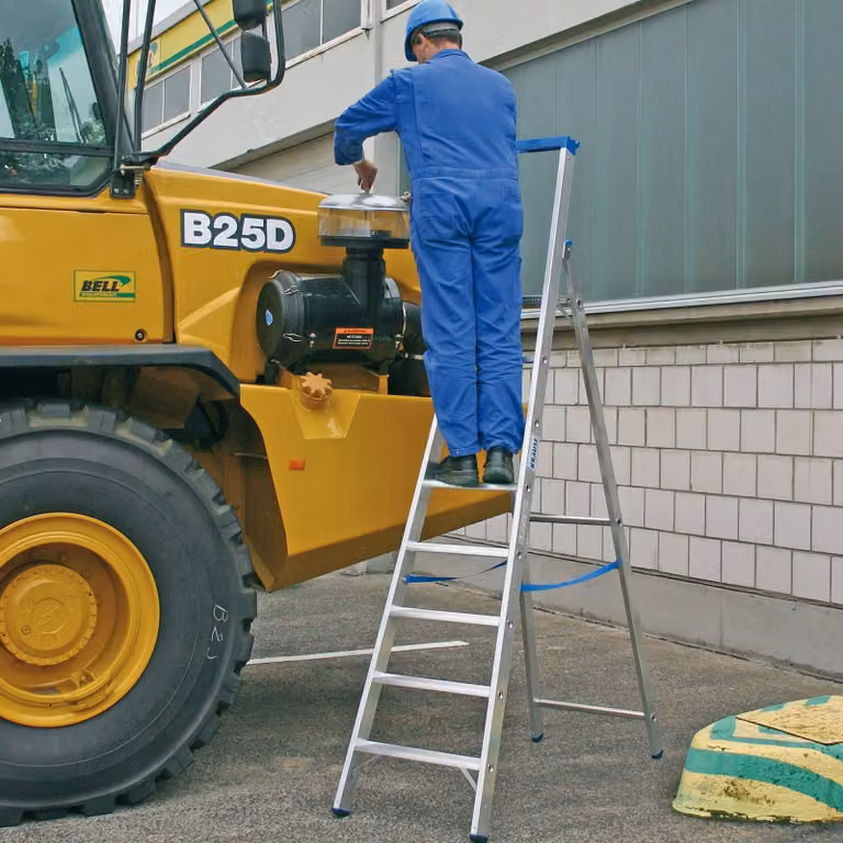 Krause Stabilo Professionele intrekbare aluminium opklapladder met 8 treden