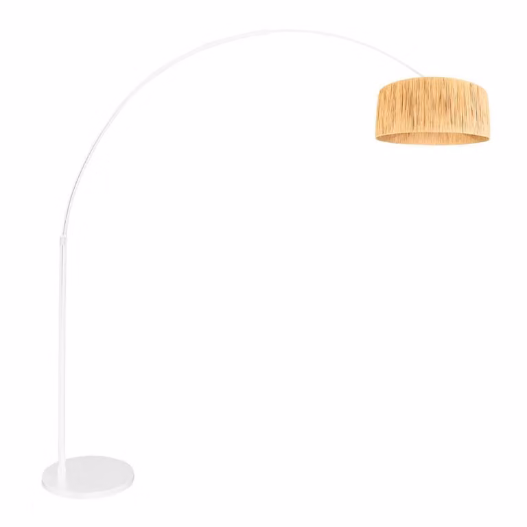 Steinhauer Booglamp Sparkled Light wit met strokleurige kap en gras accenten H: 190 cm, B: 50 cm, D: 230 cm