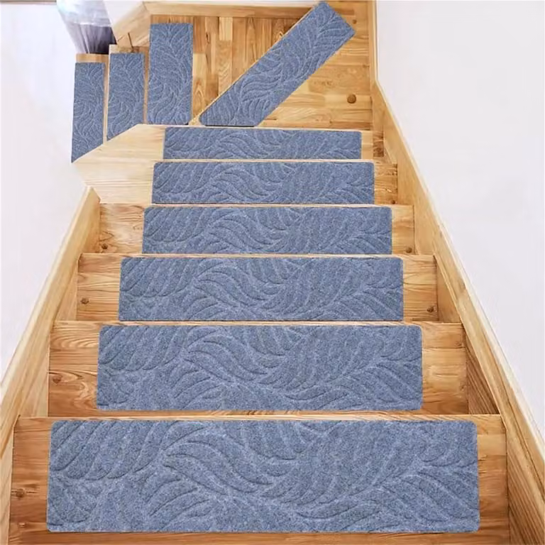 15 stuks Wasbare antislip trapmatten met zachte achterkant, lichtgrijs, 76 x 20 cm