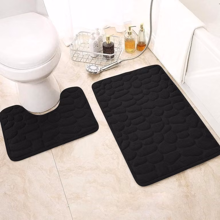Badkamermat Set Grijs met Toiletmat en Extra Dikke Vulling - B/D: 50 x 80 cm en 40 x 50 cm