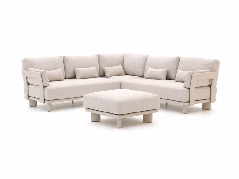 Bellagio Hoek loungeset voor 5 personen in beige met aluminium onderstel