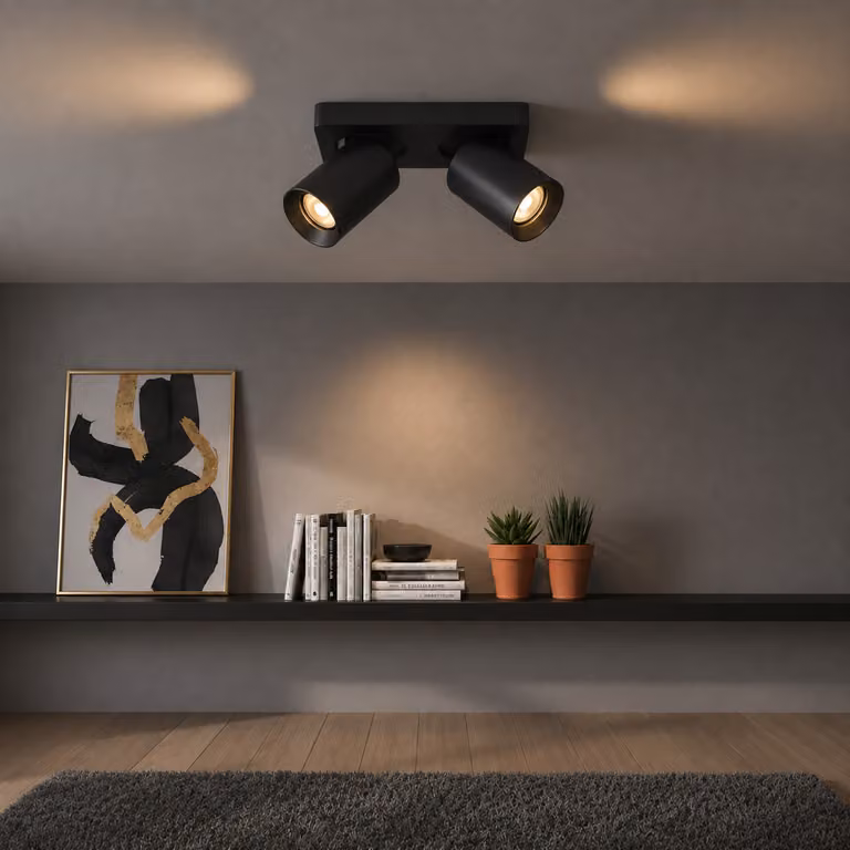 Artdelight Megano Dubbele Richtbare Opbouwspot - Zwart - Aluminium