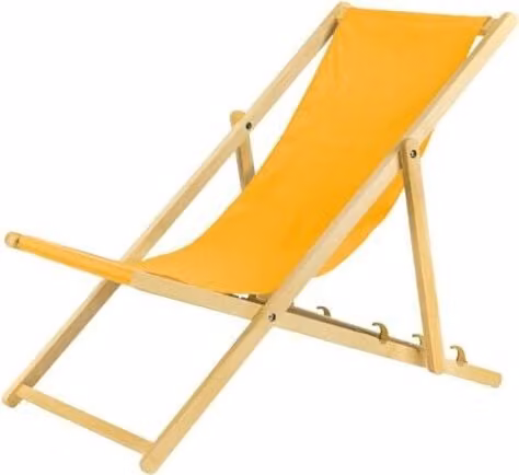 BAS Set van 4 inklapbare houten ligstoelen met veiligheidssysteem, Geel