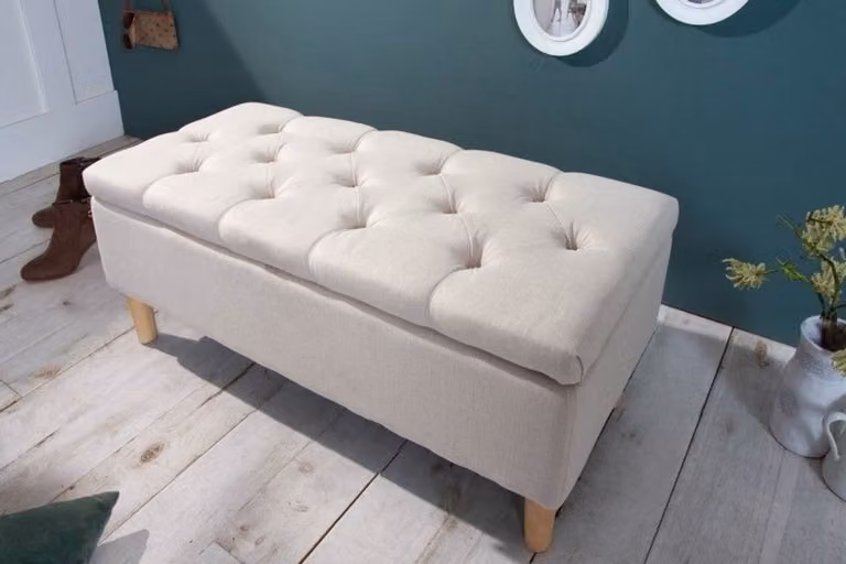 Invicta Interior Chesterfield borstbank CASTLE beige met opbergruimte, Breedte: 100 cm