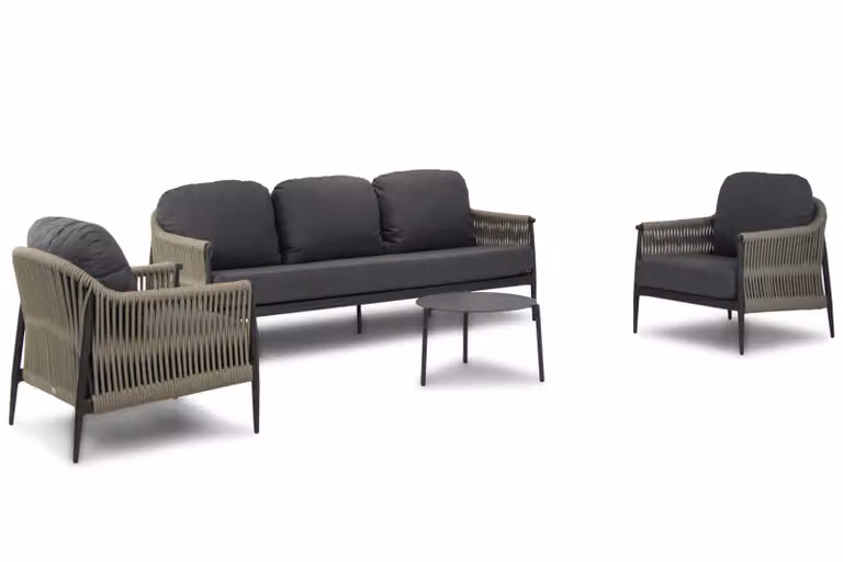 Coco 4-delige loungeset met aluminium en grijze stoffen kussens
