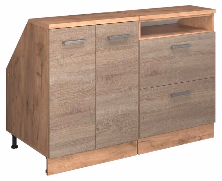 Vicco R-Line Sonoma Keukenkast voor schuine wand, Set van 2 kastrompen, Wood effect, Model 60482