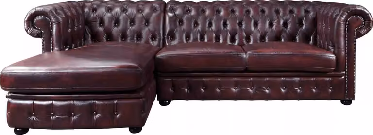 Chesterfield BRENTON Hoekbank van 100% buffelleer - Kersenrood - Hoek links