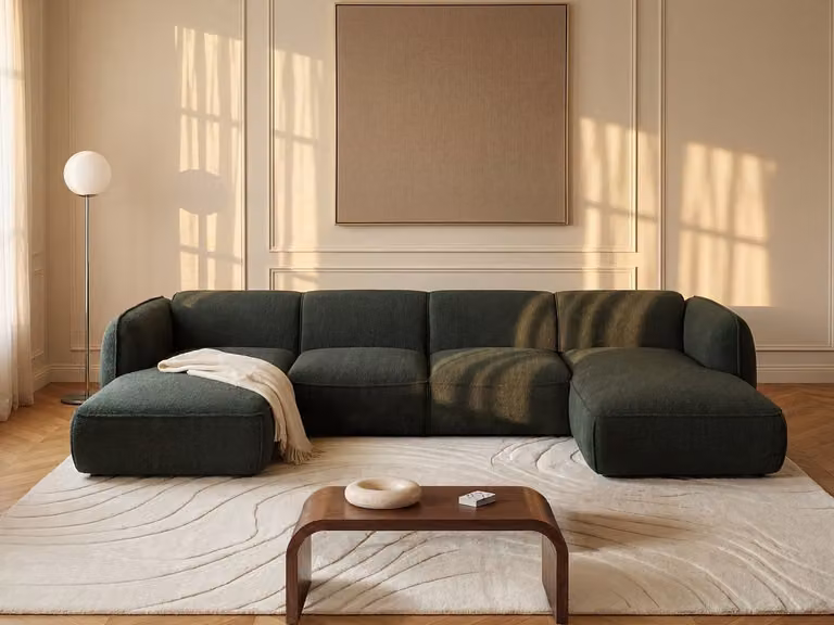 Maison Céphy CAMILIO Chaise longue rechts in groene chenillestof
