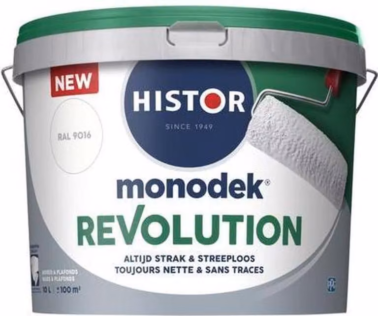 Histor Monodek Revolution Muurverf Binnen Mat RAL 9016 10L