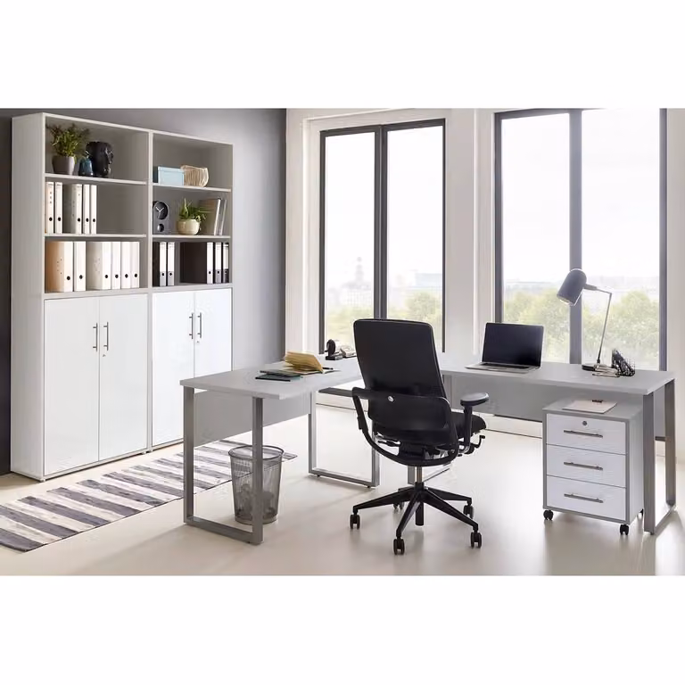 home24 Bureauset XVII 6-delig grijs/lichtgrijs/mat wit