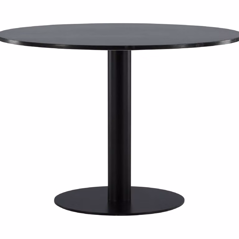 QUVIO Ronde Eettafel - Grijs Marmer - Zwarte Poten - Diameter: 106 cm
