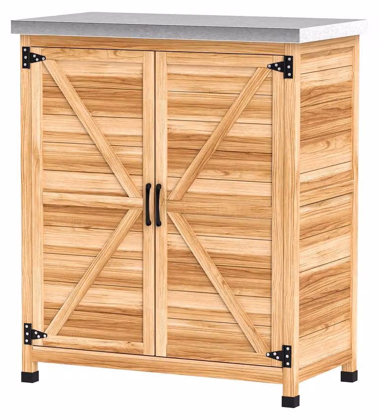 Outsunny tuinkast met plantentafel en werkblad van hout en metaal