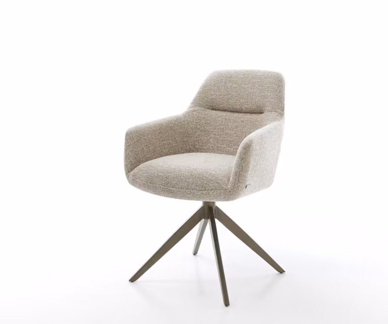 DELIFE Pejo-Flex Draaistoel met geweven stof in beige, 360° draaibaar met rocker-functie en pocketveer kern