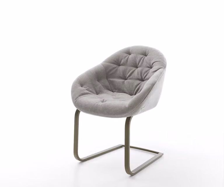 DELIFE Gaio-Flex Sledemodel Stoel met Zachte Grijze Stof en Titanium Afwerking