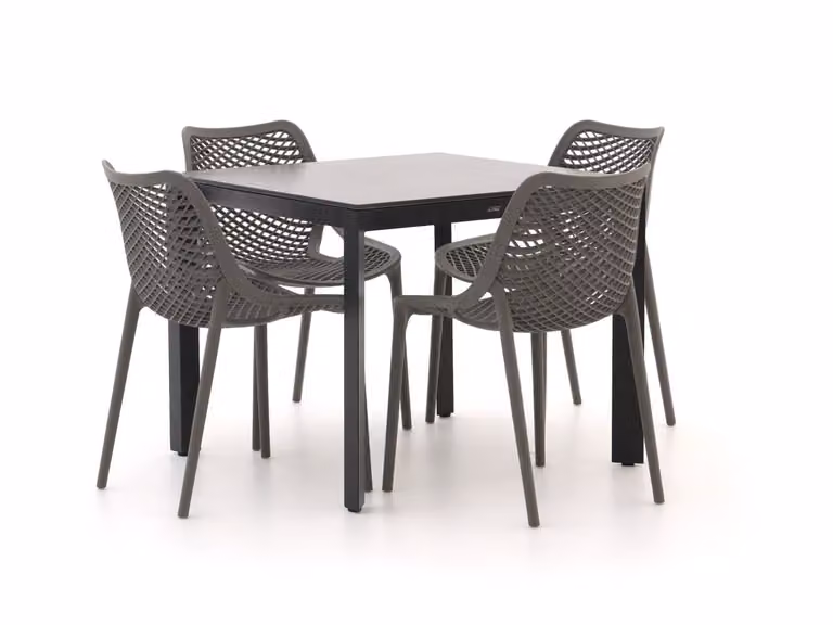 Forza Furniture Diningset Forza voor 4 personen met Sintered Stone en Aluminium in Zwart of Grijs