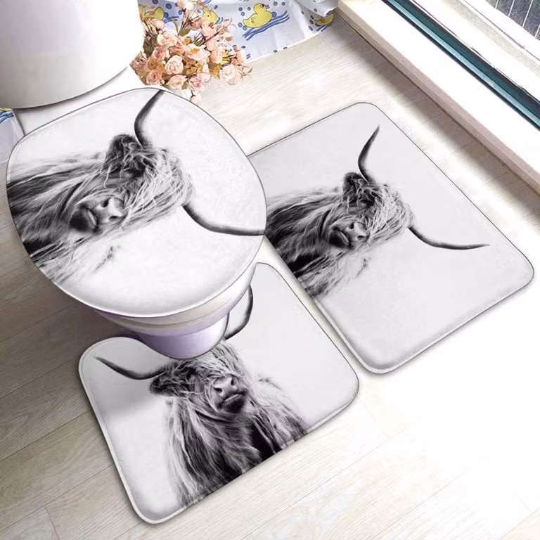 Koe Design Badmat Set - 3-Delige Vloermatten voor Toilet en Badkamer - 50x80 cm
