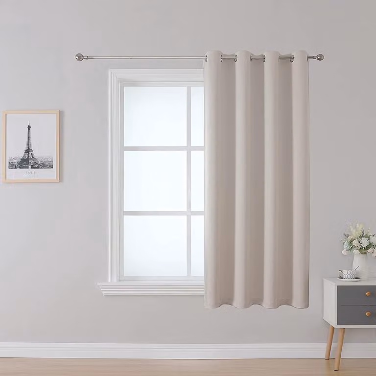 Brandloze Vlamvertragende Verduisterende Gordijnen - Licht Beige - B: 132 cm, H: 160 cm