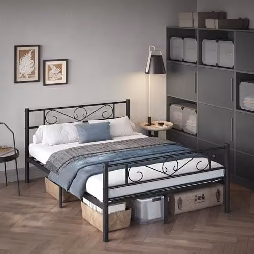 VASAGLE Metalen Bedframe voor Volwassenen, B/D/H: 140 x 200 cm