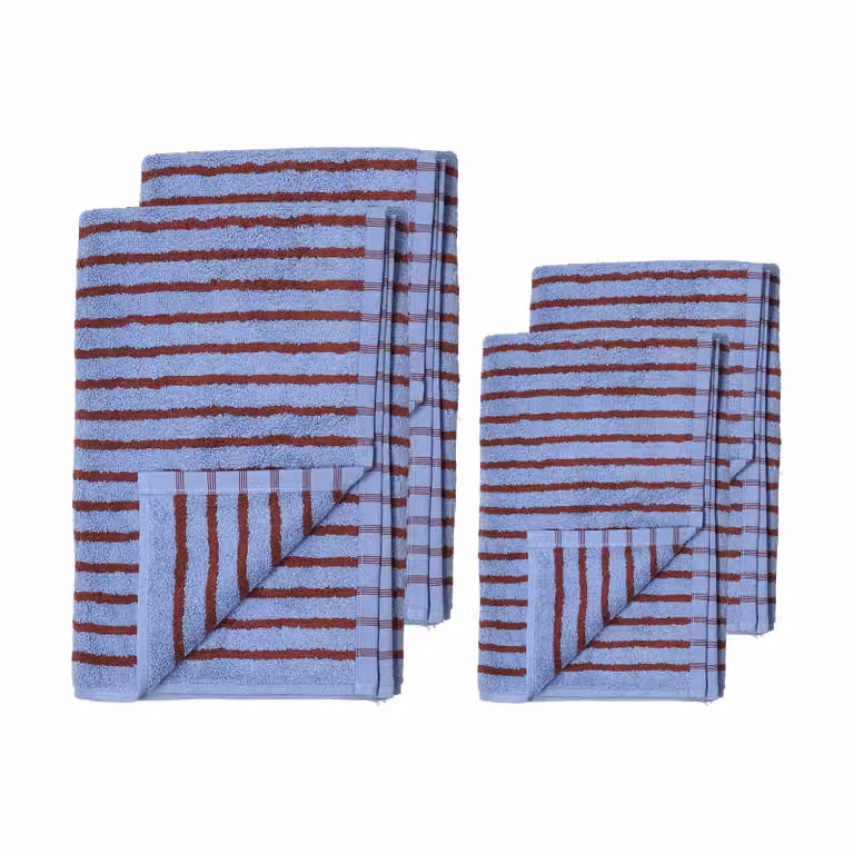Scandi Living Drift handdoekenset 4-delig - Blauw-rood