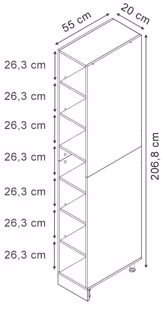 Vicco R-Line Keukenrek Wit/Wit met 7 vakken, Model 60564