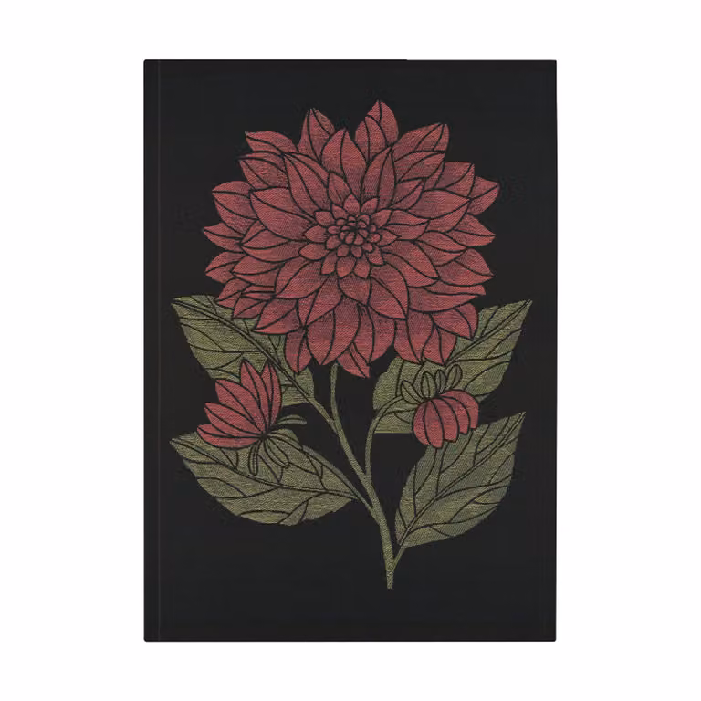 Ekelund Linneväveri Dahlia keukenhanddoek Rood-zwart-groen 48 x 70 cm