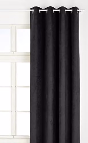 Linder 0520/19/375FR ooggordijn, zwart veloursimitatie, ondoorzichtig, B: 145 cm, H: 260 cm