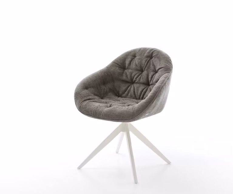 DELIFE Gaio-Flex Draaistoel met Bouclé Stoffering en Kruisframe - Wit/Grijs - 360 graden Draaibaar met Rocker-functie