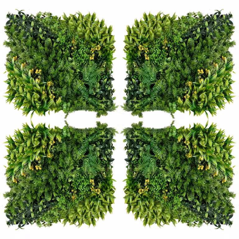 Outsunny Kunstplant Muurhaag Set van 12 Stuks 50x50 cm UV-bescherming Privacyscherm voor Buiten & Binnen Groen
