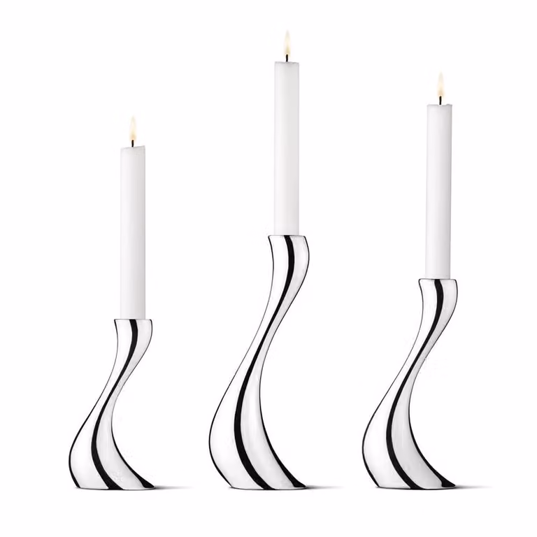 Georg Jensen Cobra kaarsenhouder voor stompkaarsen, 3-stuks, zilver