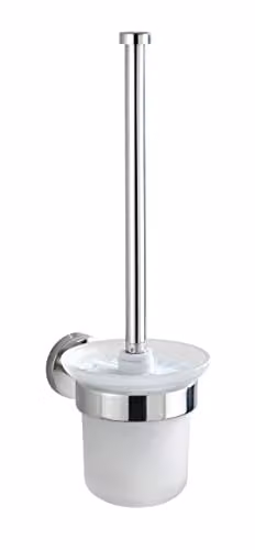 Wenko Bosio WC-garnituur met borstel, roestvrij staal en melkglas wit/zilver, B: 10 cm, D: 14 cm, H: 35 cm