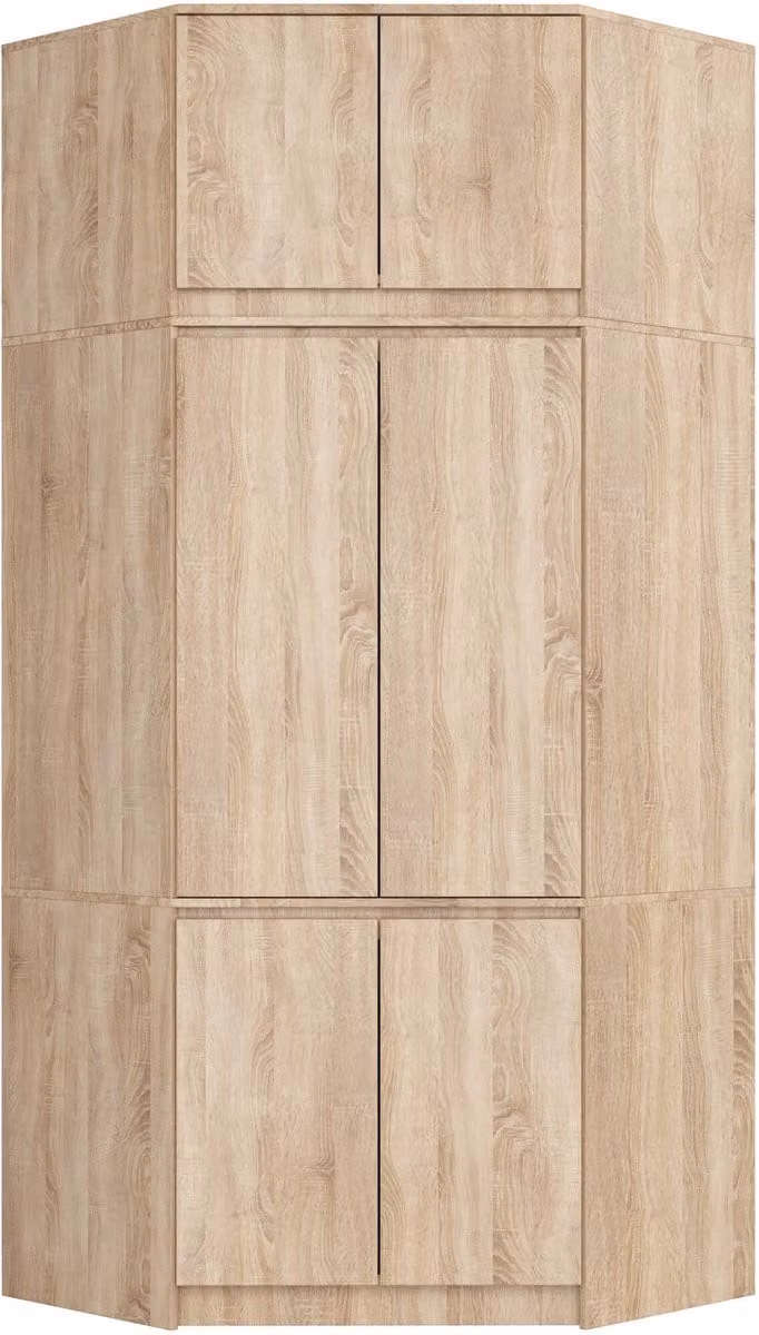 Hoekkledingkast S100 met Opzetstuk van AKORD Furniture Factory in Sonoma Eik, B: 100 cm, H: 235 cm, D: 50 cm