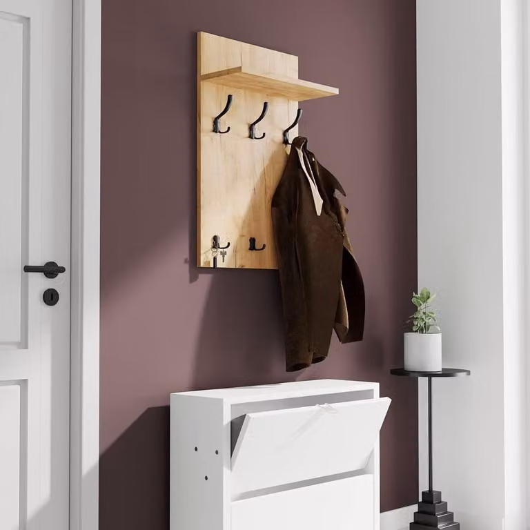 Wandkapstok met haken voor in de hal of slaapkamer - Craft Goud/Zwart
