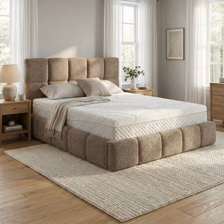 Mörgenn Bedframe Calma met opbergruimte - Zandbruin - B/D/H: 140 x 200 cm