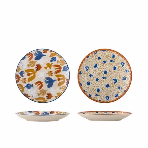 Bloomingville Anniversary ontbijtbord, beige/multicolour, Ø 20 cm, set van 2