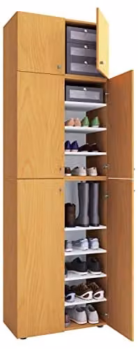 VCM Lona XXL schoenenkast met lade, beukenhout look, bruin, B: 240 cm, H: 85 cm, D: 39 cm