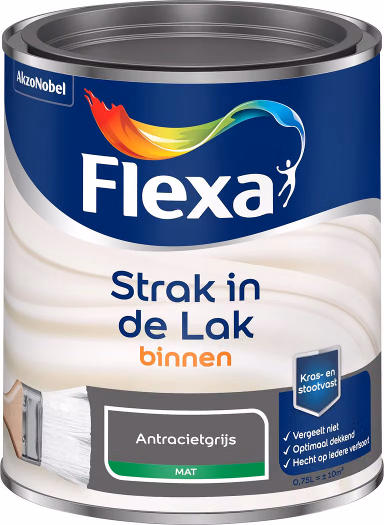 Flexa Strak In De Lak Binnenlak Mat - Antracietgrijs - 750 ml